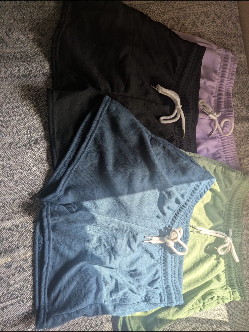 BUNDLE Cotton Drawstring Shorts - Blue, Green, Black, Lavender